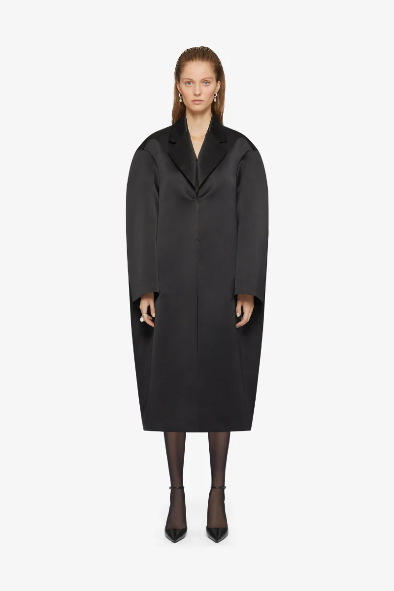 Givenchy Oversized Coccon Coat W/ Sleeves-Black - Image 2