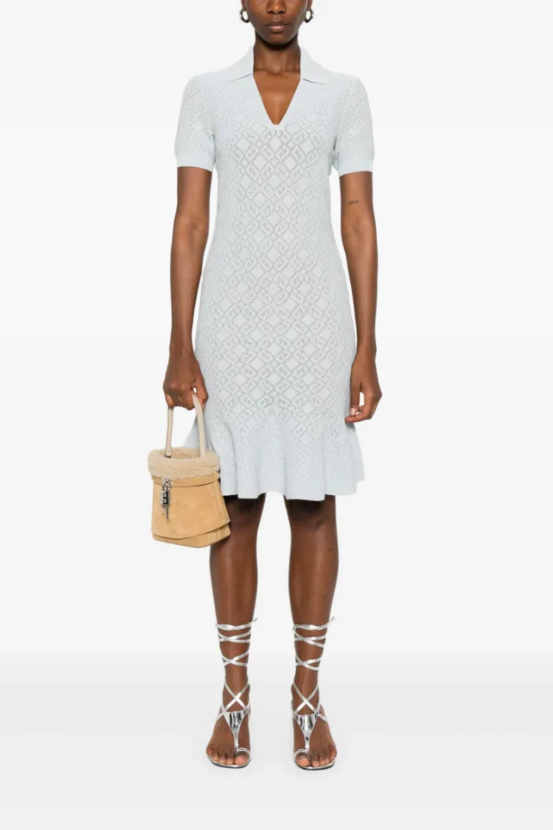 Givenchy Polo Collar Short Dress-Pale Blue - Image 2