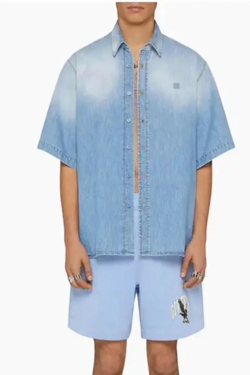 Givenchy Short Sleeves Denim Shirt_Light Blue - Image 2