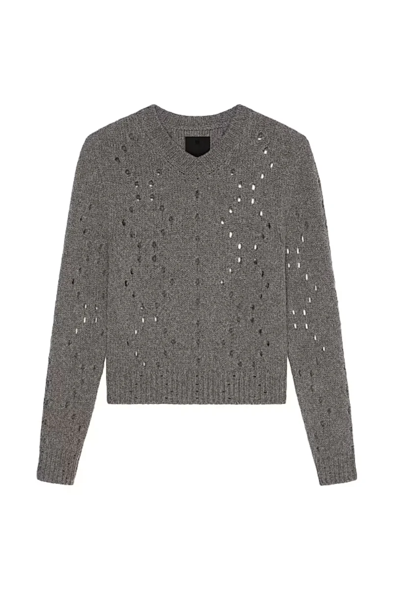 Givenchy Short V Neck Sweater_Medium Grey