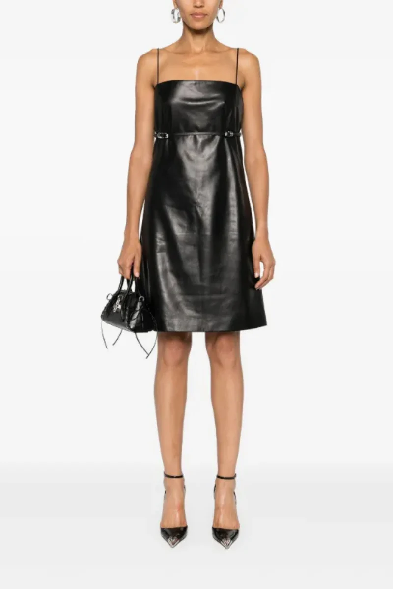 Givenchy Voyou Leather Dress-Black - Image 2