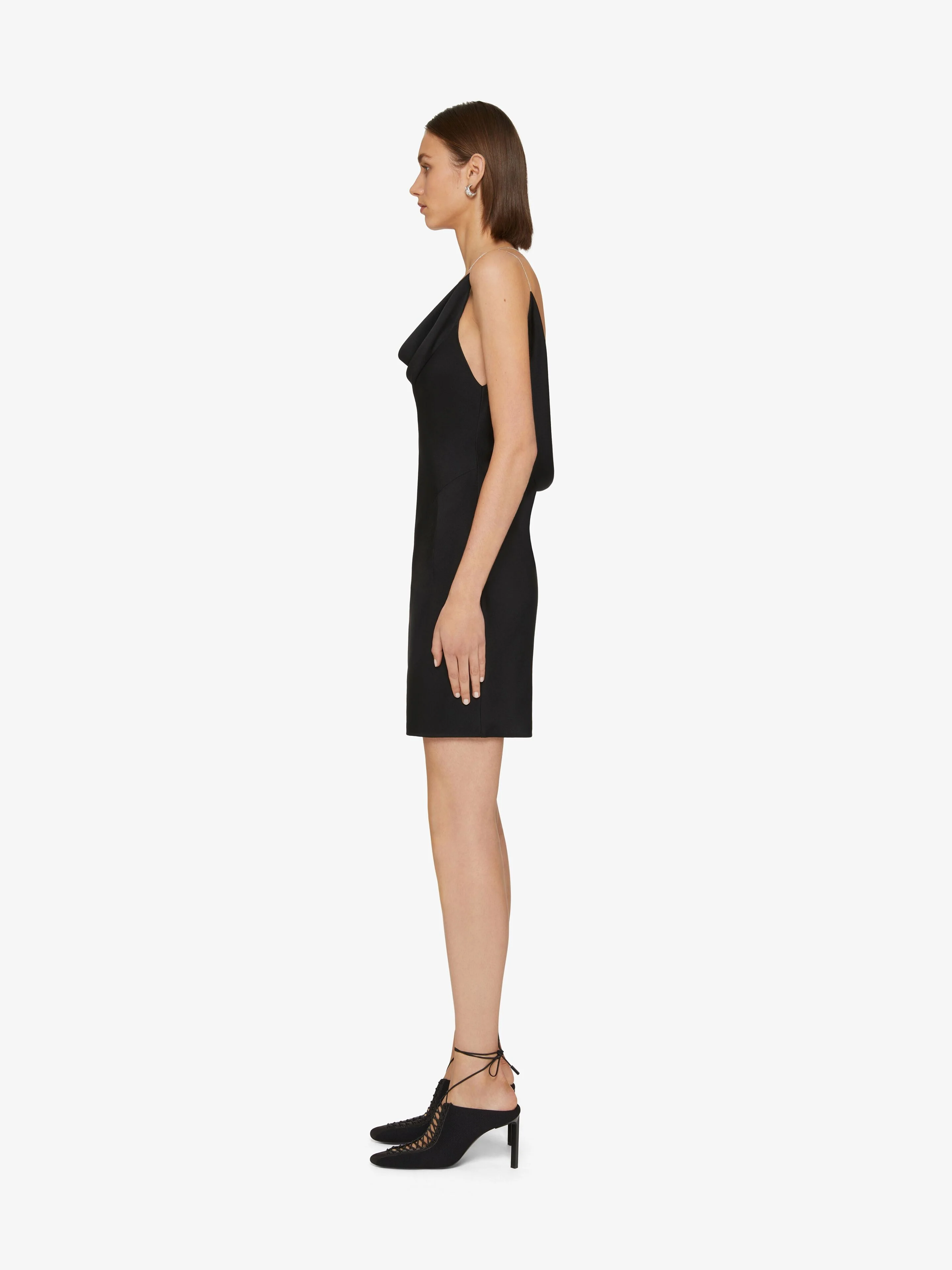 GIVENCHY WOMEN'S BLACK ASYMMETRIC CHAIN STRAP DRESS - Image 3
