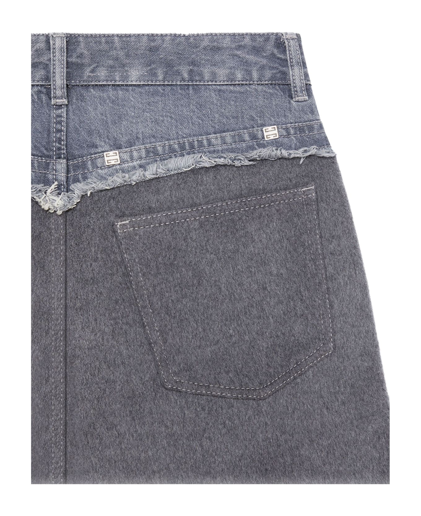 GIVENCHY WOMEN'S GRAY BI-MATERIAL WIDE-LEG TROUSERS - Image 2