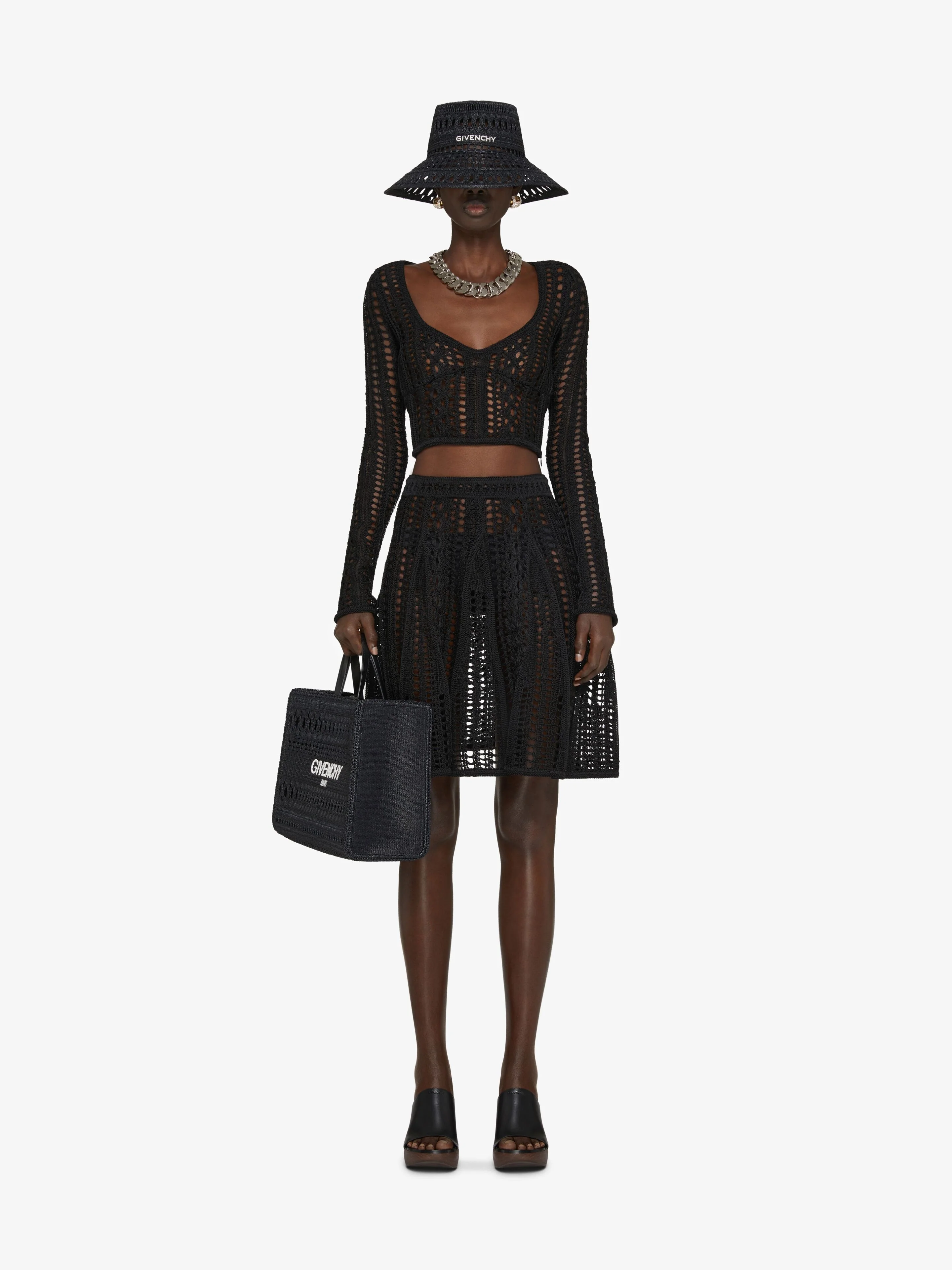 GIVENCHY WOMEN'S BLACK CROCHET CROPPED SWEATER - Image 2