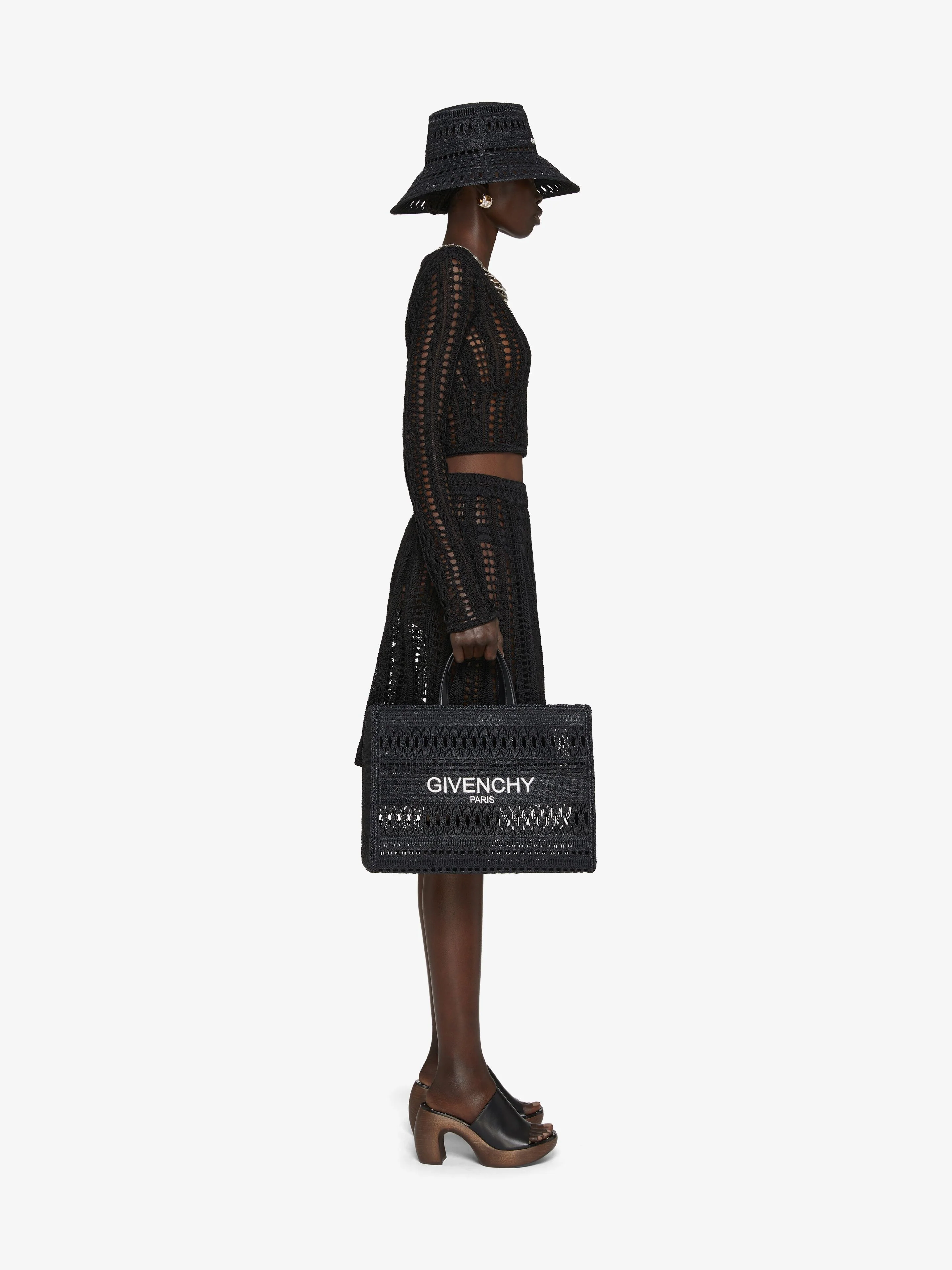 GIVENCHY WOMEN'S BLACK CROCHET CROPPED SWEATER - Image 3