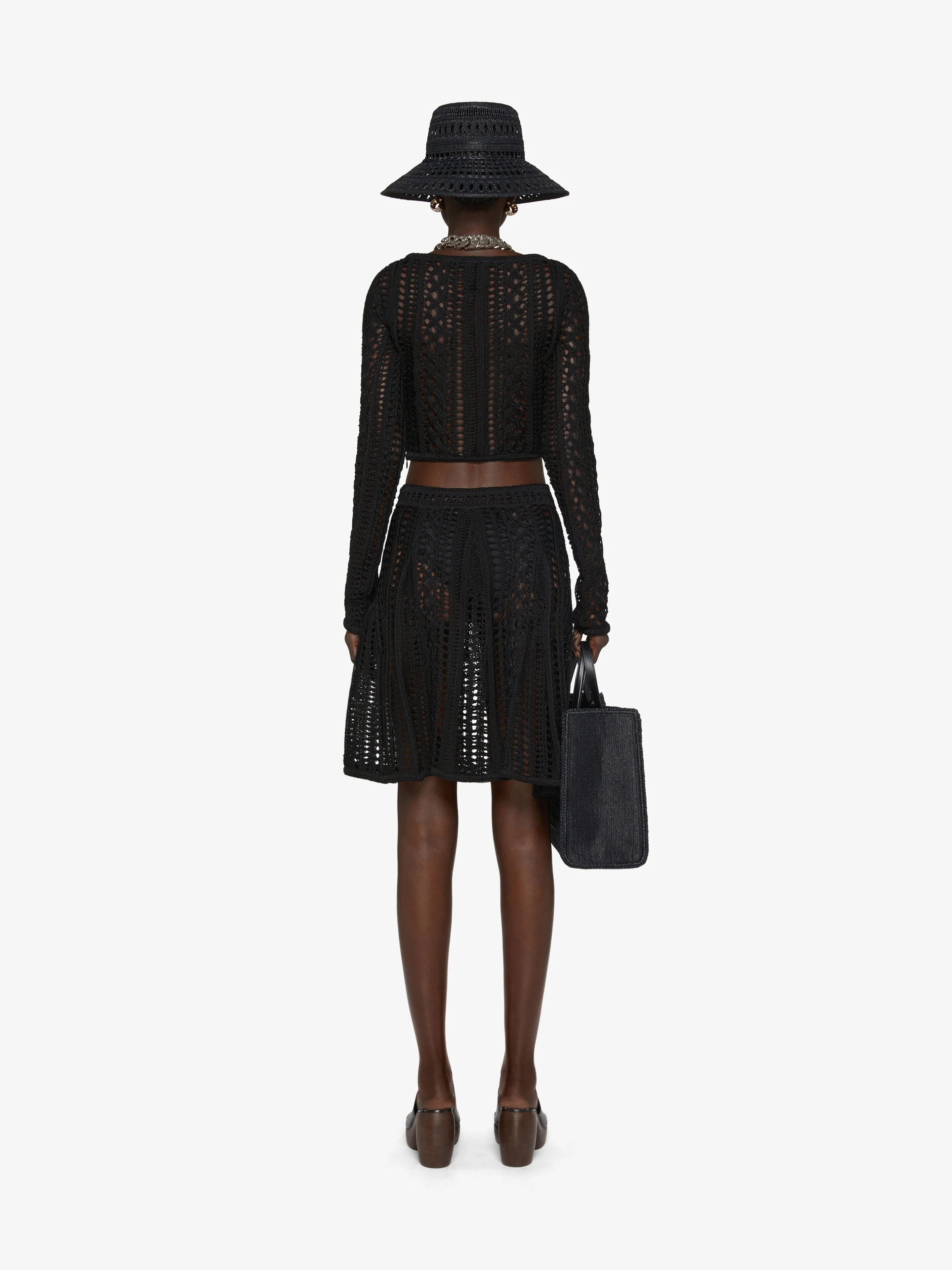 GIVENCHY WOMEN'S BLACK CROCHET CROPPED SWEATER - Image 4