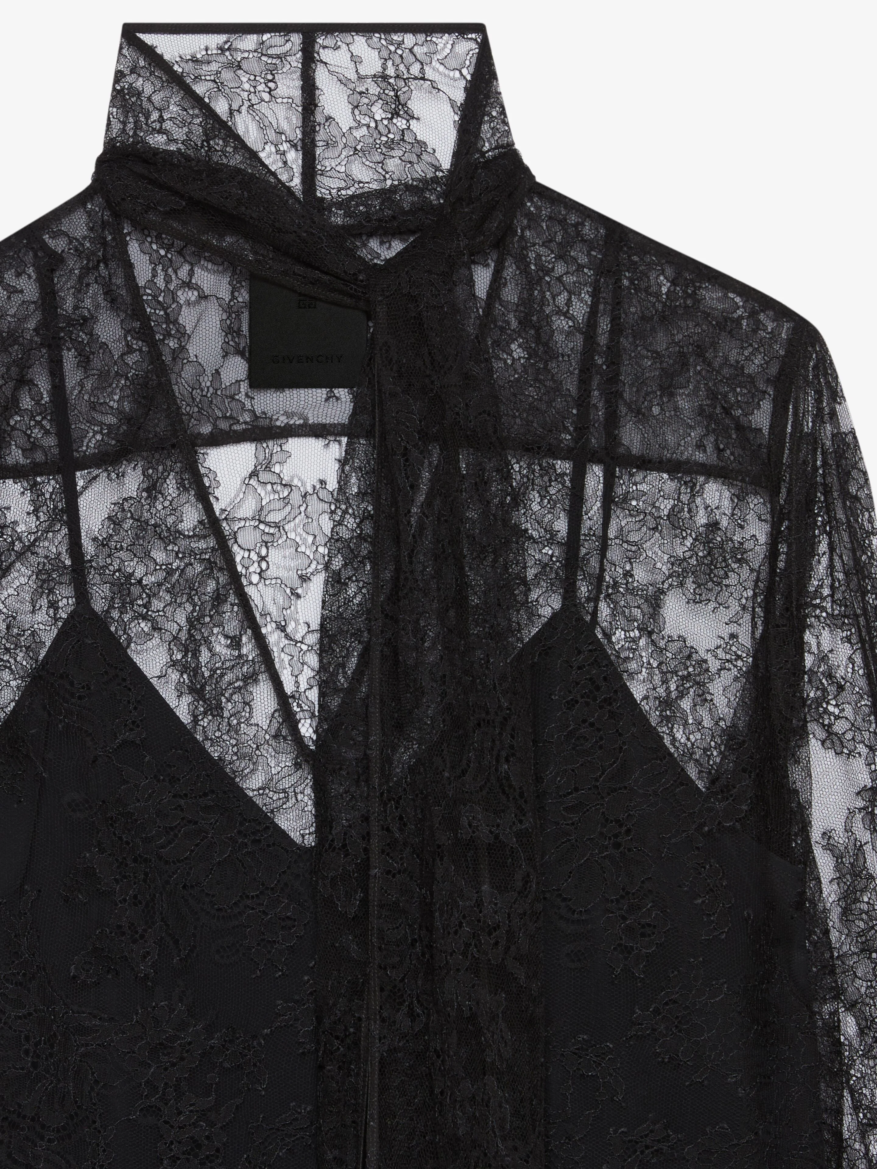 GIVENCHY WOMEN'S BLACK LACE LAVALLIERE BLOUSE - Image 2