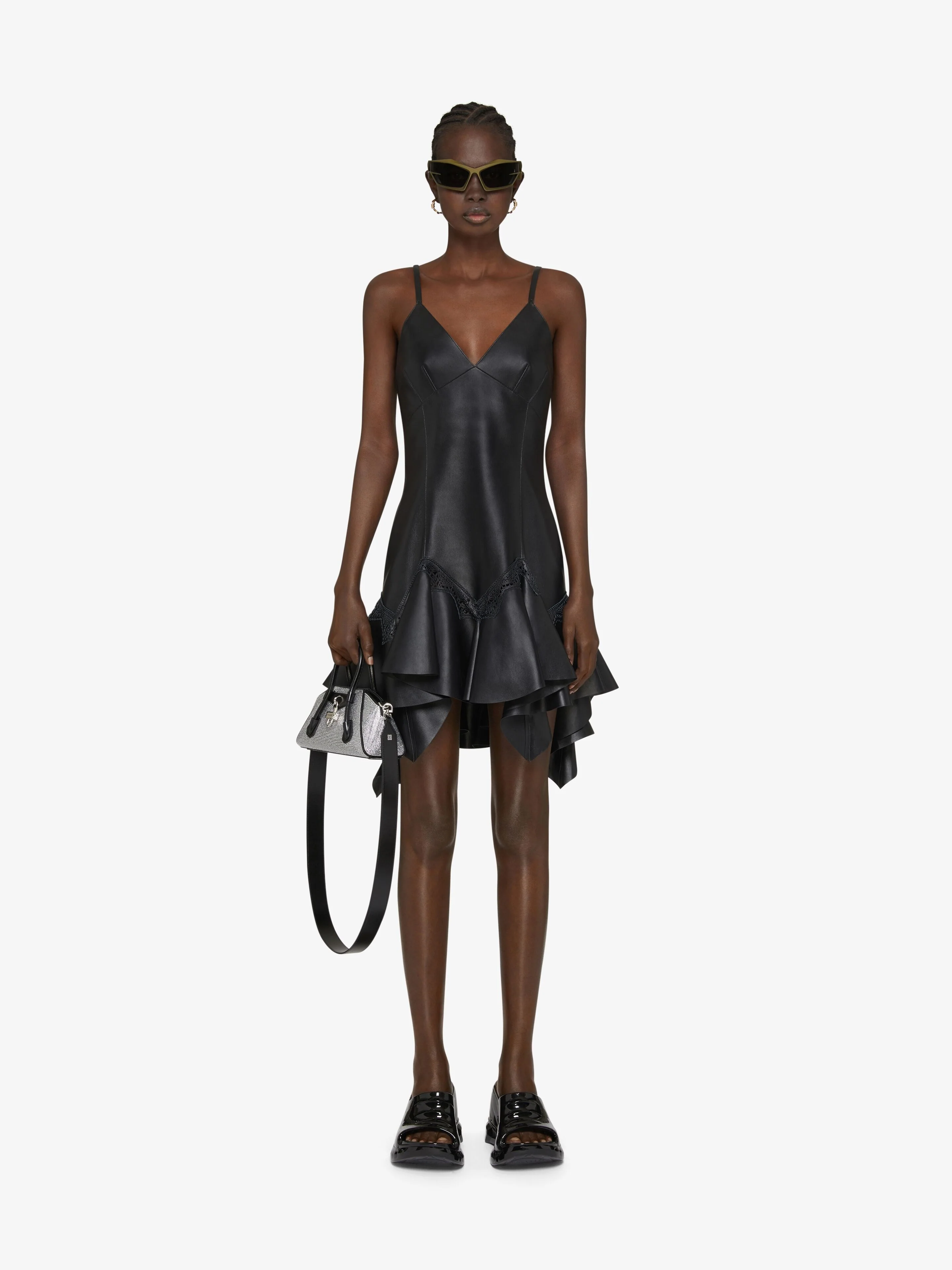 GIVENCHY WOMEN'S BLACK LACE MINI DRESS WITH RUFFLES - Image 2