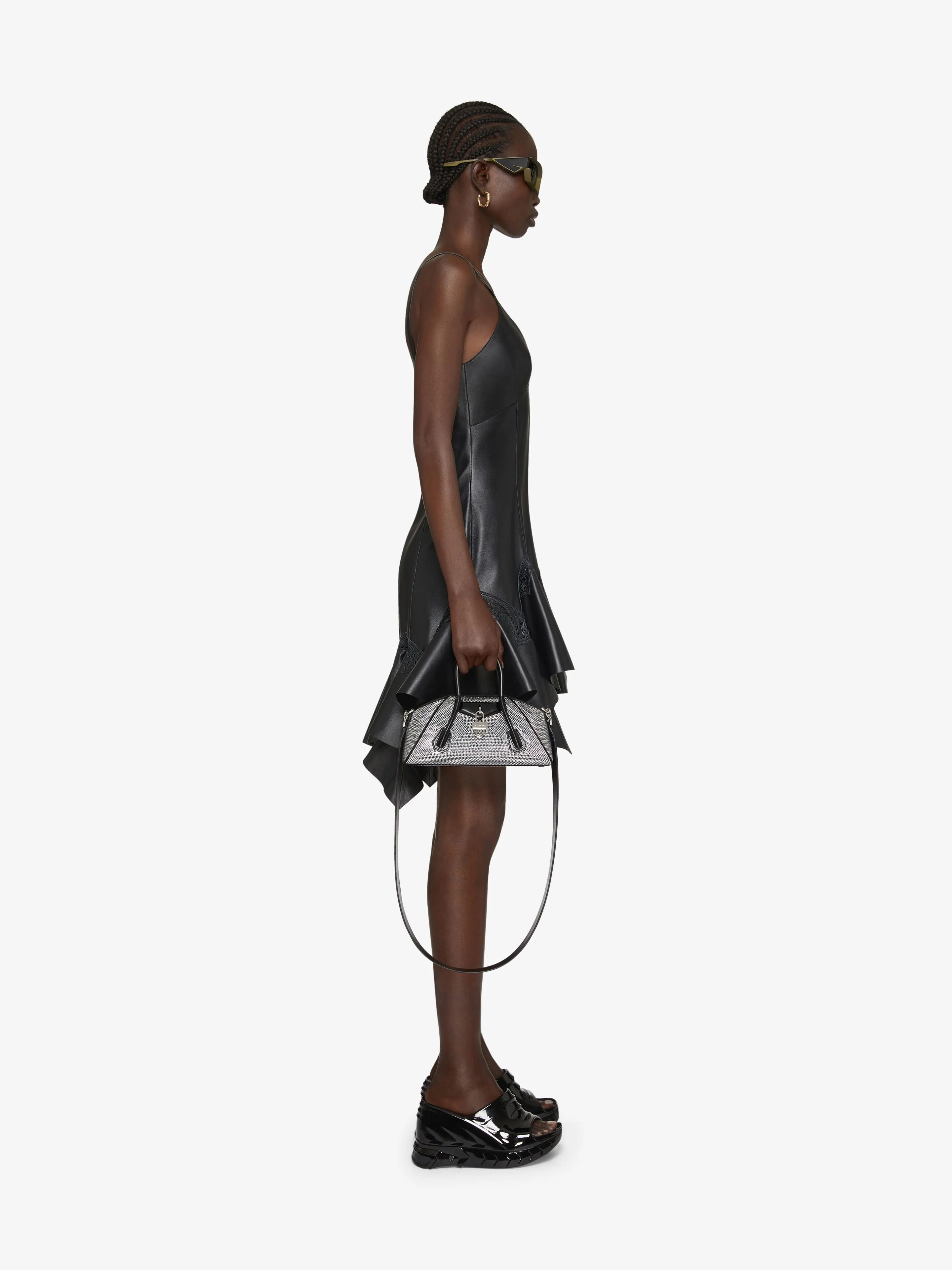 GIVENCHY WOMEN'S BLACK LACE MINI DRESS WITH RUFFLES - Image 3
