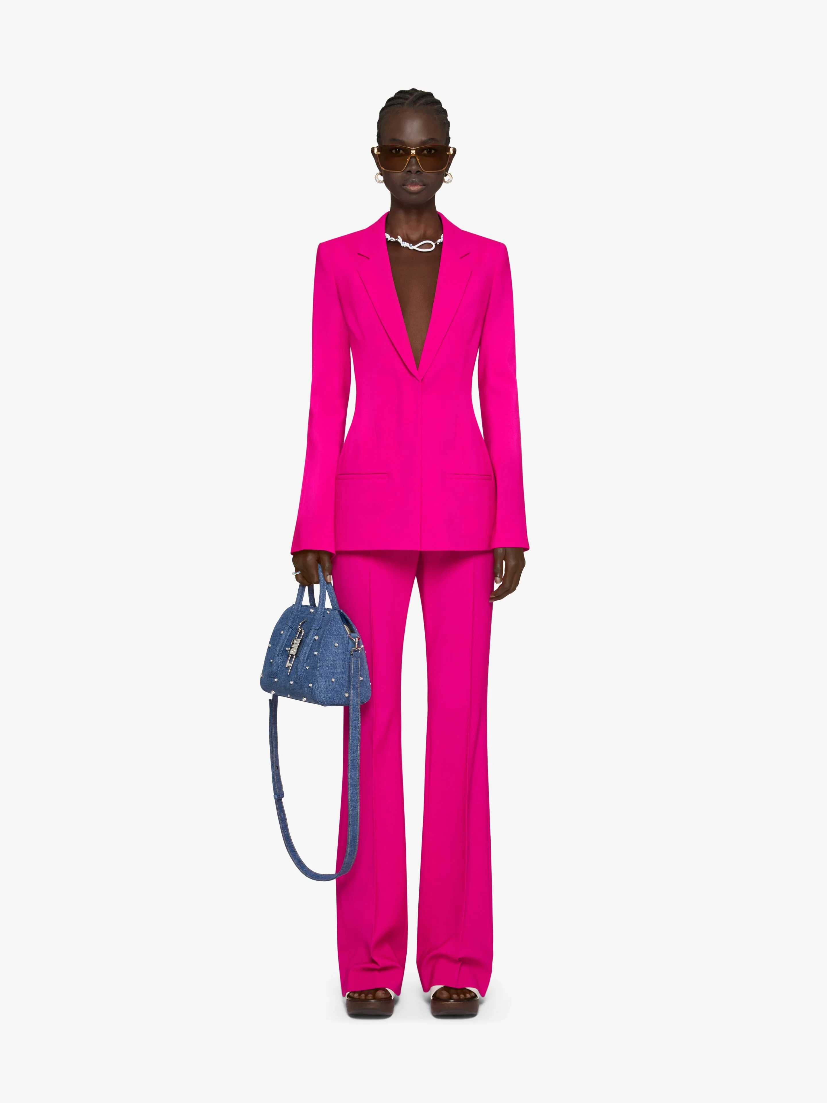 GIVENCHY WOMEN'S FUCHSIA BELL-SLEEVE TAILORED JACKET - Image 2