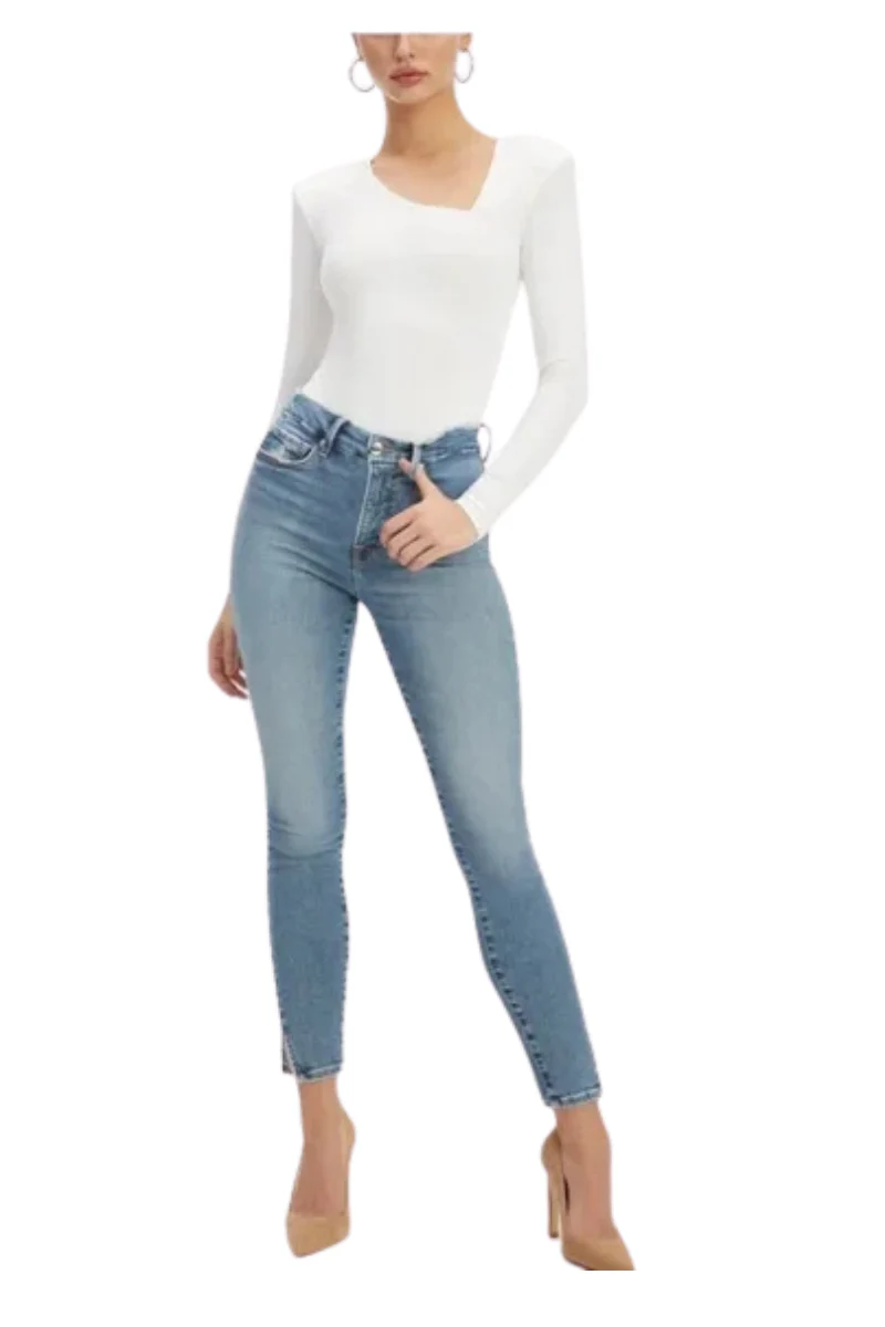 Good American Good Legs Crop – Twisted Slit In Blue