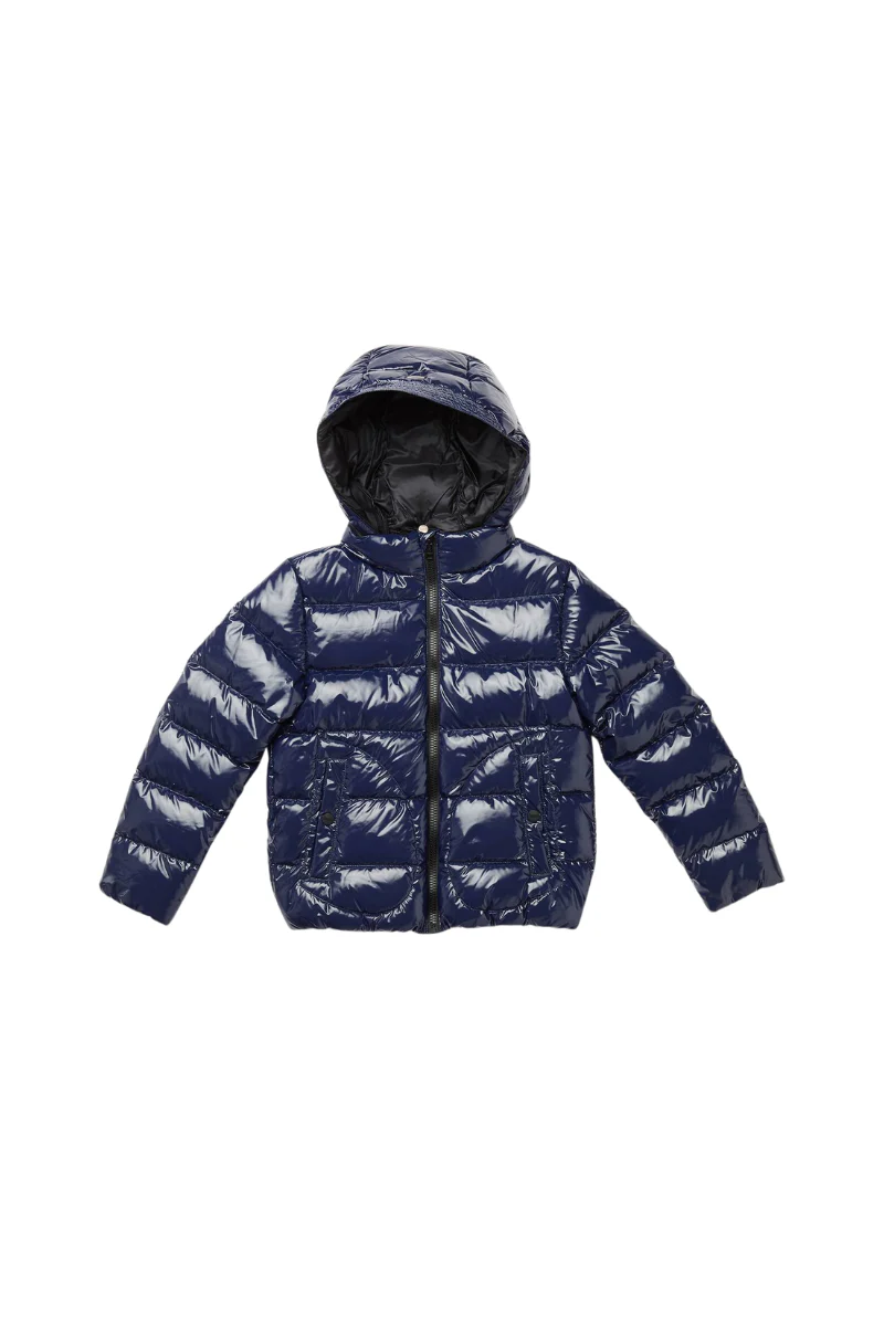 Herno Kid's Hooded Shiny Down Jacket - Navy