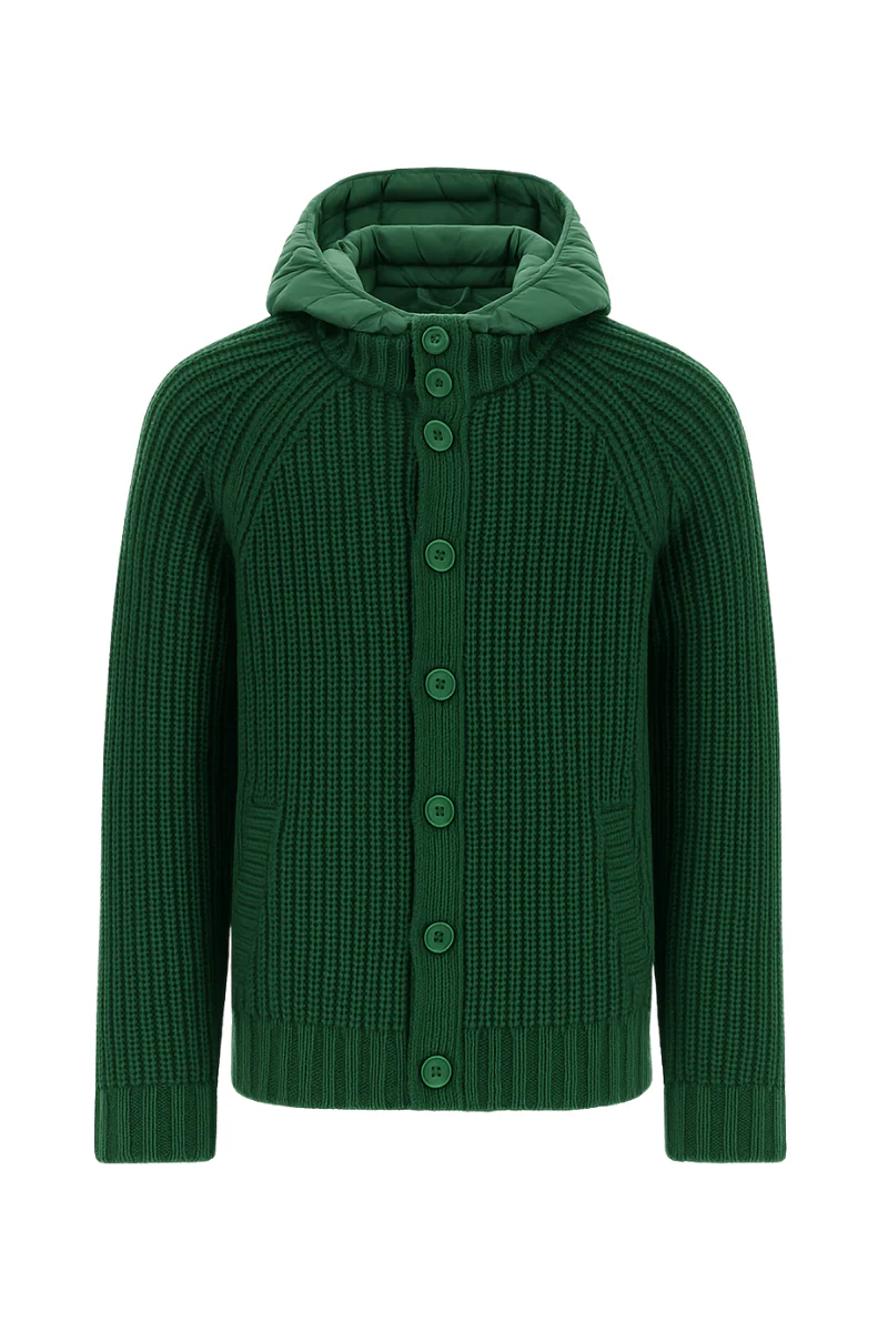 Herno Men's Cardigan in Infinity Wool and Ecoage - Putty