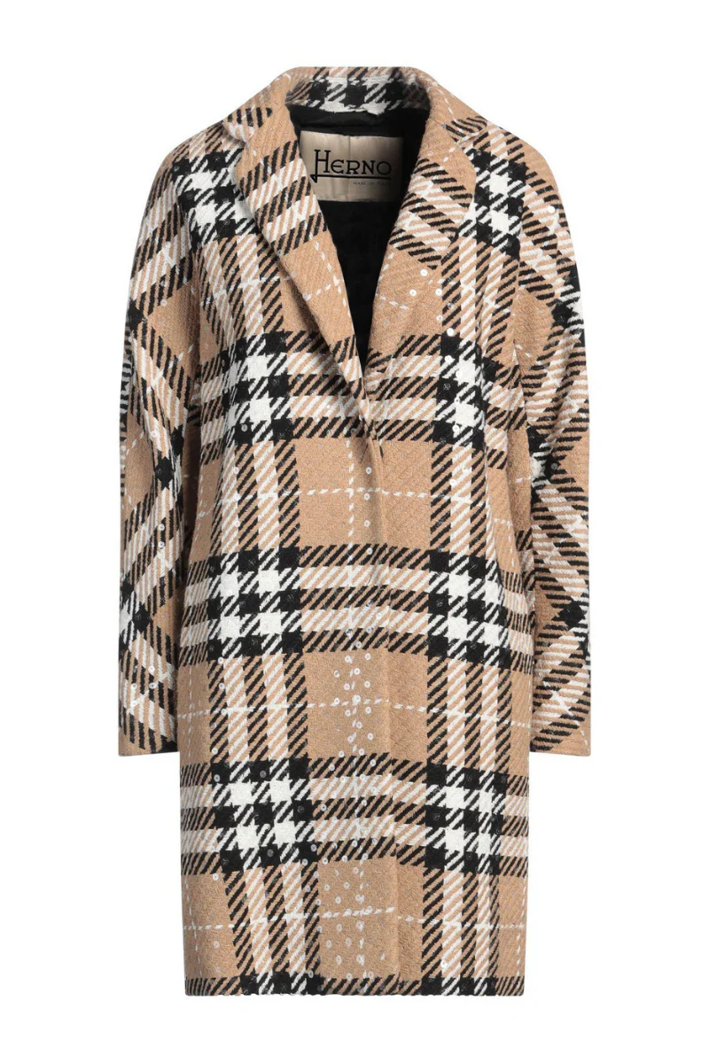 Herno Sequined Plaid Coat