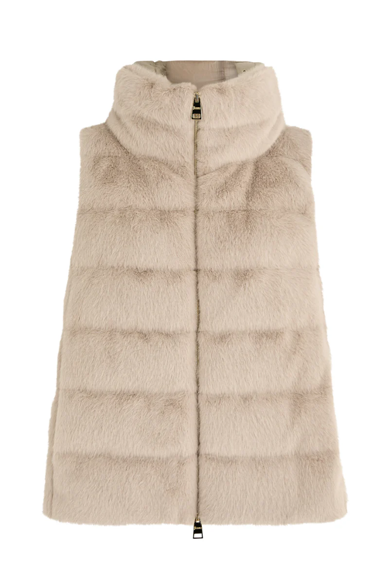 Herno Woman's High-neck Padded Vest Khaki