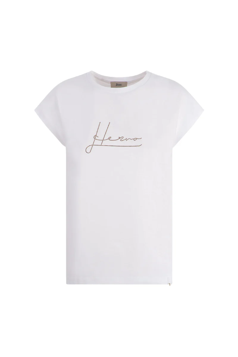 Herno Women T-Shirt Jg000170D-52009 Bianco/Marrone