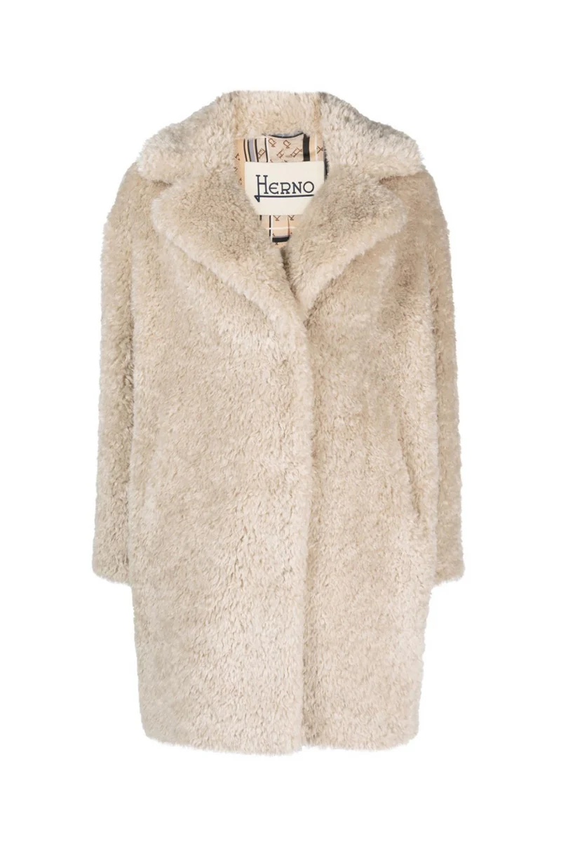 Herno Women's Beige Curly Coat