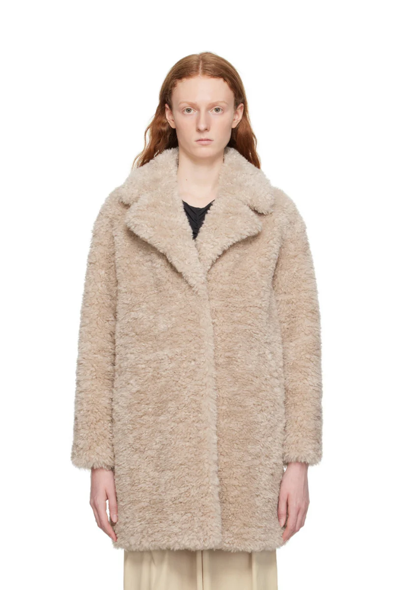 Herno Women's Beige Curly Coat - Image 2