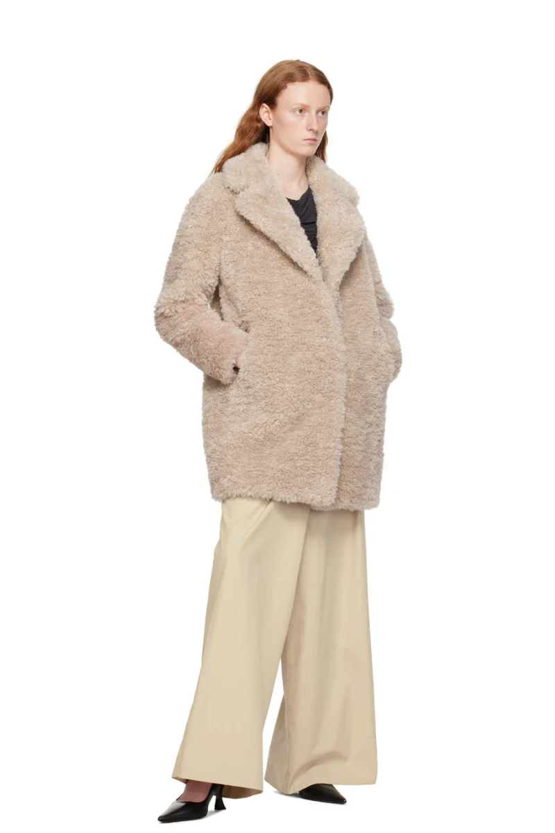 Herno Women's Beige Curly Coat - Image 4