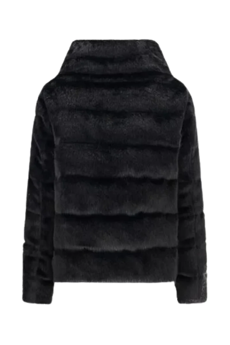 Herno Women's Black Quilted Faux Fur Down Jacket - Image 2