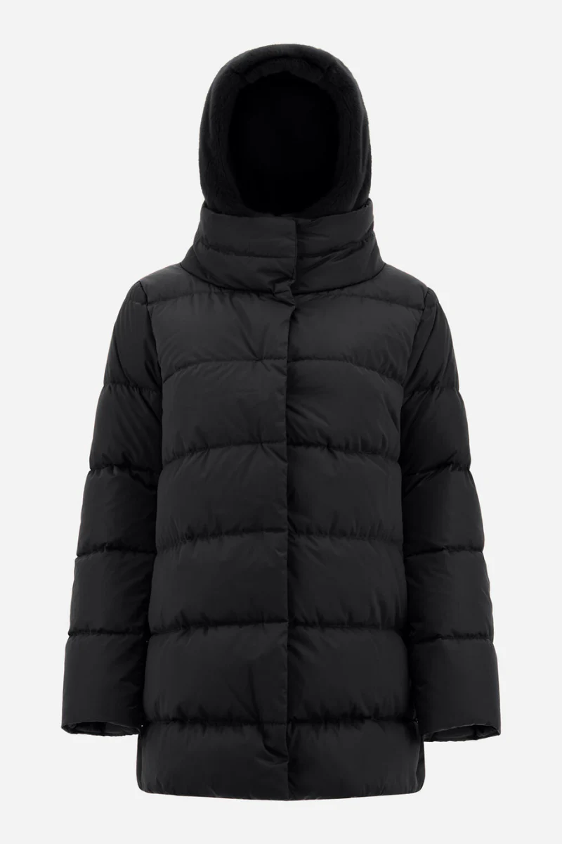 Herno Women's Satin and Lady Faux Fur A - Line Jacket