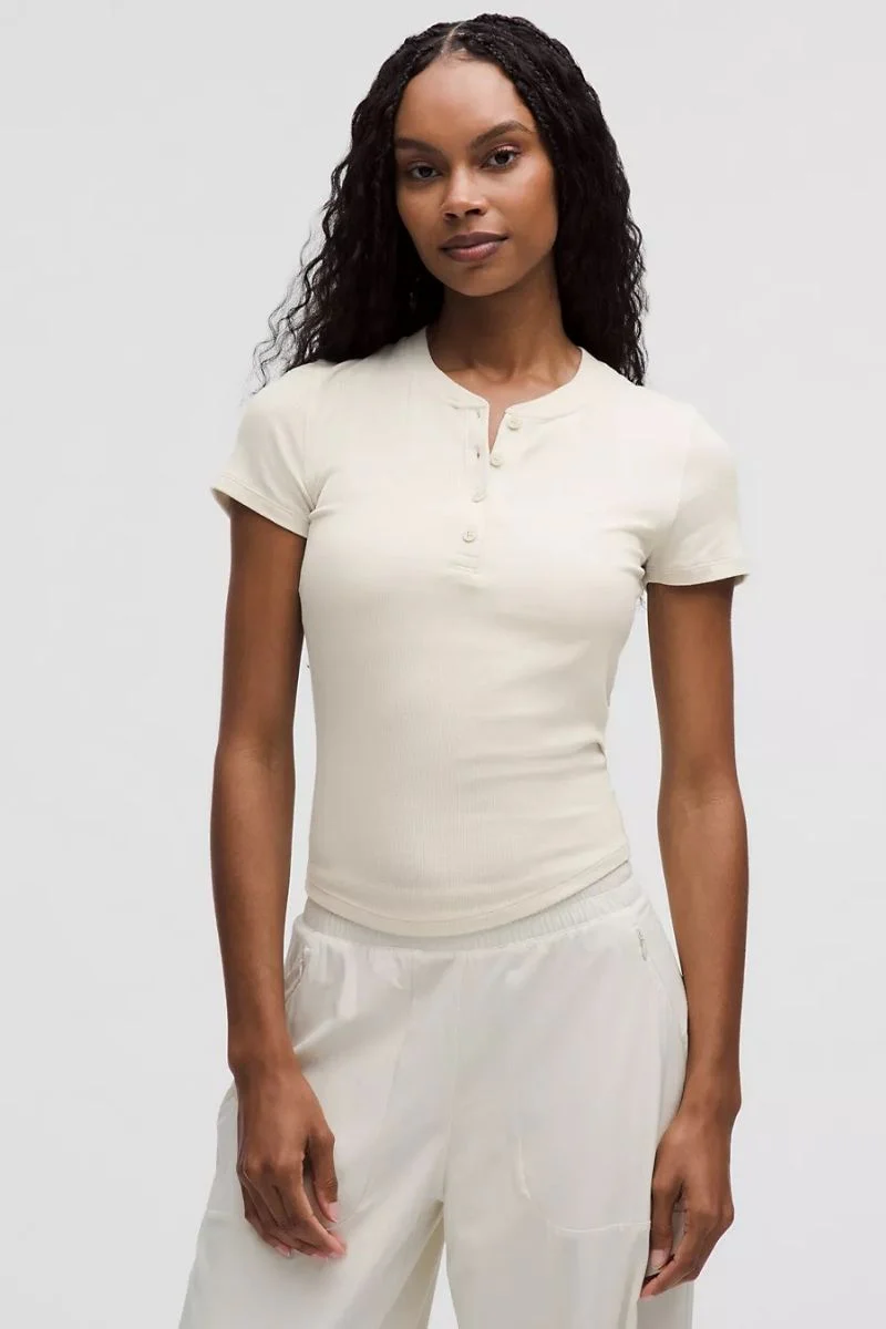 Lululemon Hold Tight Short-Sleeve Henley _ Light Ivory