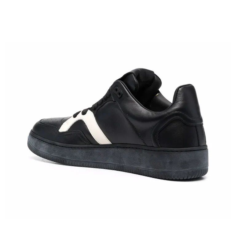 Human Recreational Services Two-Tone Leather Sneaker Black/White - Image 3