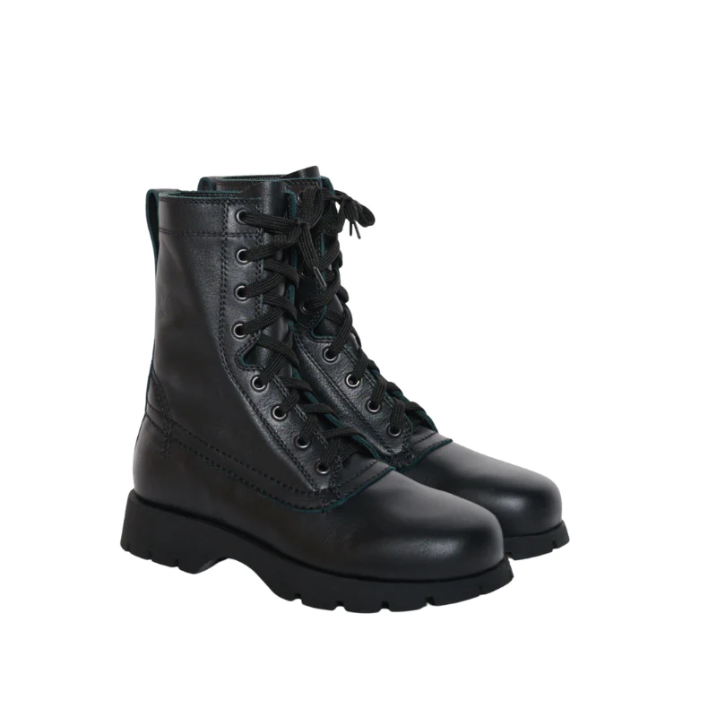 Womens | Jil Sander Black Leather Combat Boots - Image 2
