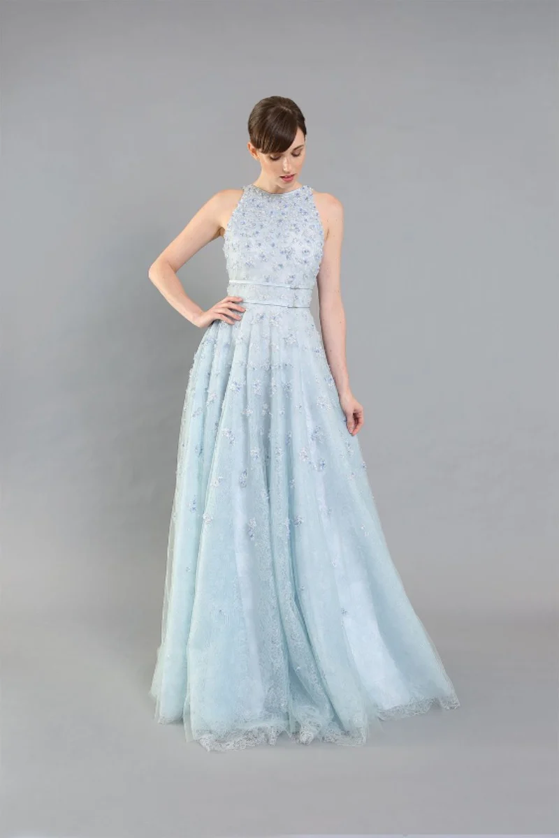 Jill beaded lace tank gown 
S17-1353