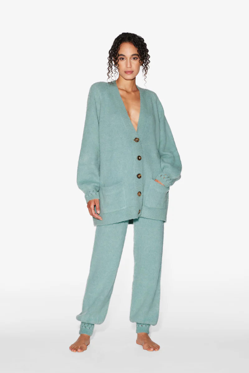 La Perla Alpaca Blend Cardigan in Almond Green PLM0056190