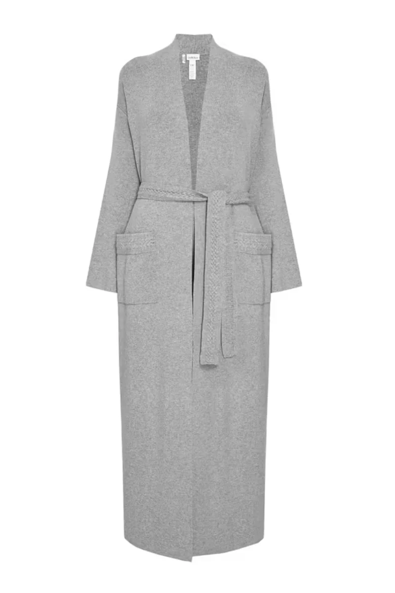 La Perla Belted Knit Coat In Grey PLM0056120