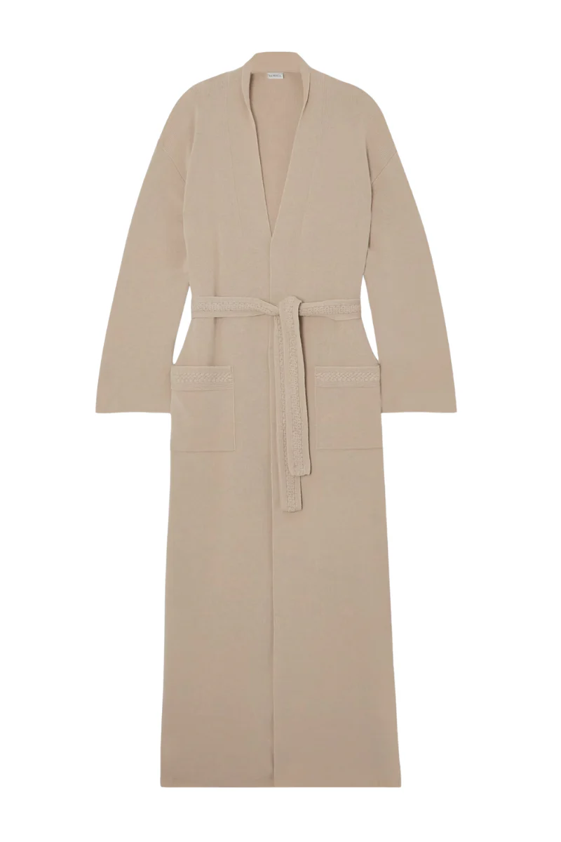 LA PERLA Belted Wool And Cashmere-blend Robe In Cream