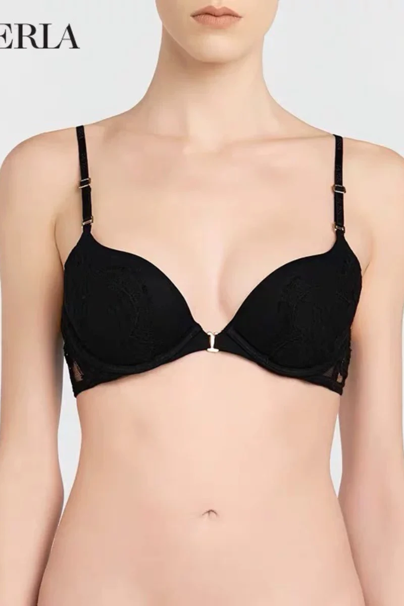 La Perla Black Lace Front-Closure Backless Bra PLM004184 - Image 2