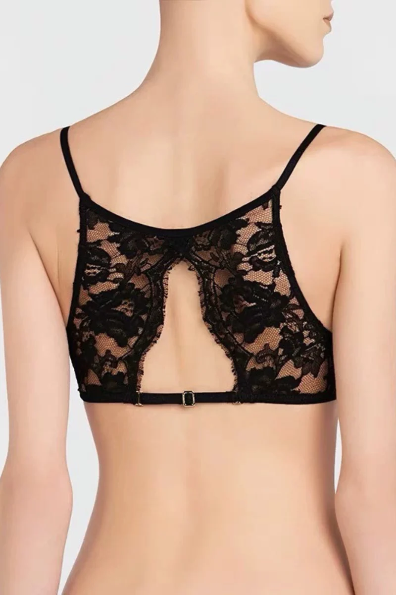 La Perla Black Lace Front-Closure Backless Bra PLM004184 - Image 3