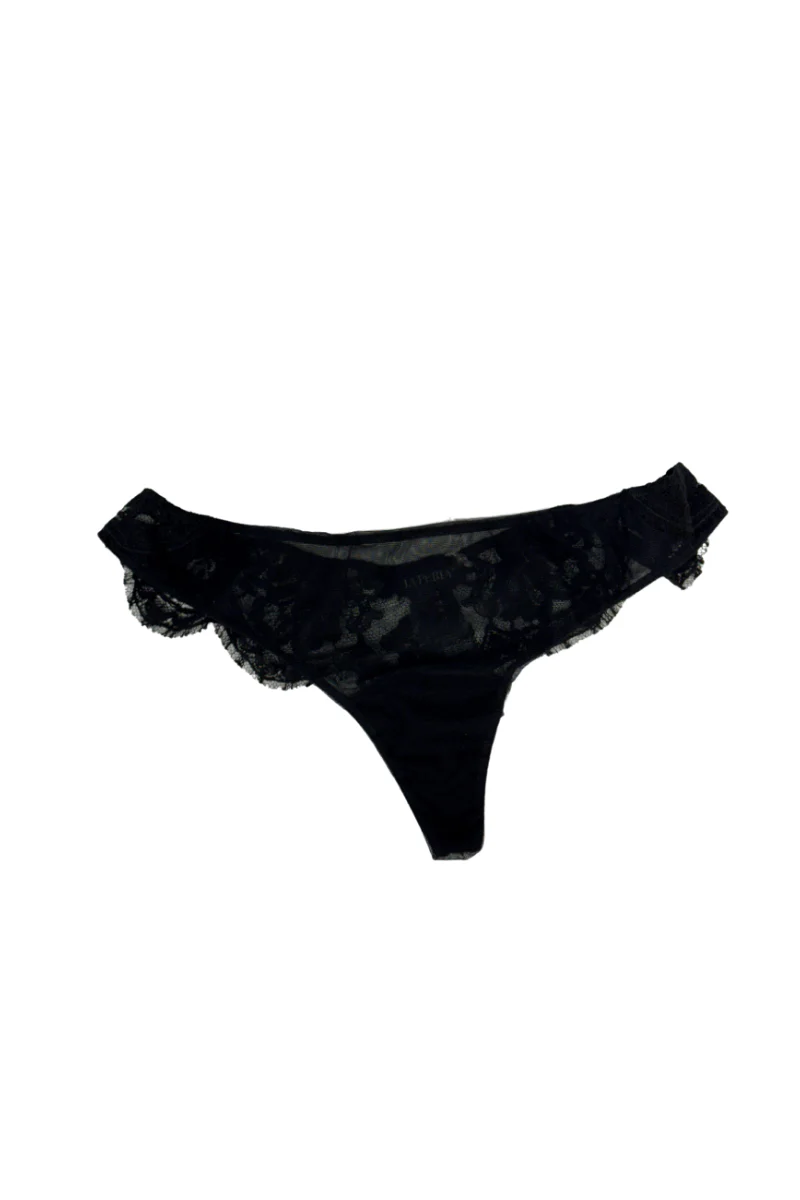 La Perla Black LaceĀ Briefs with Embroidered Tulle - Image 2