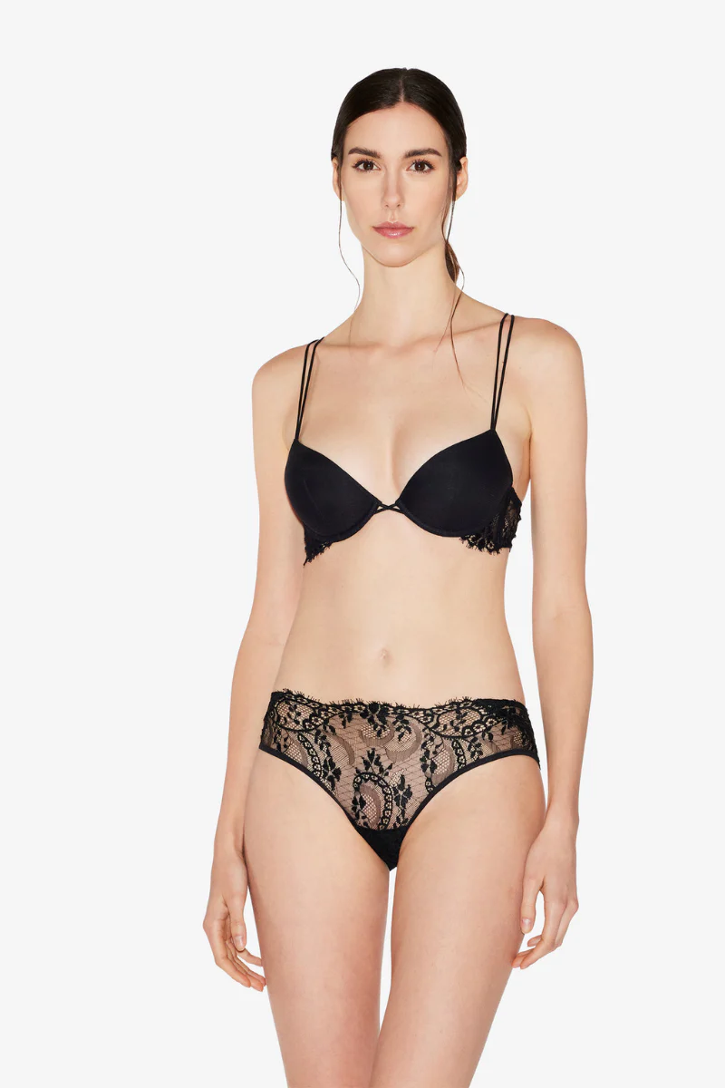 La Perla Black Leavers Lace Medium Briefs - Image 2