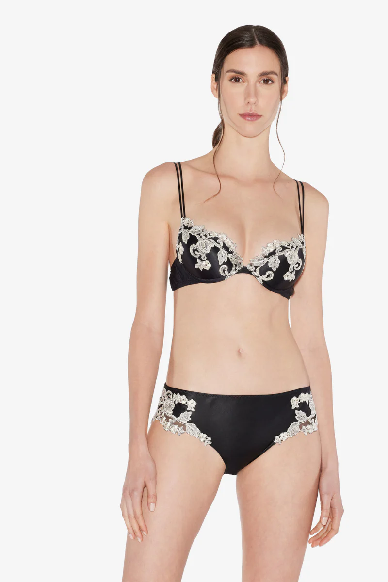La Perla Black Silk Briefs with Frastaglio - Image 3
