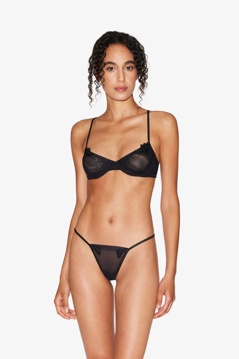 La Perla Black Stretch Tulle Balconette Bra - Image 2
