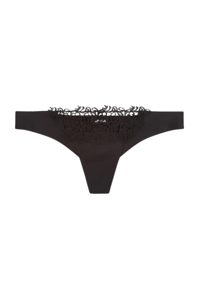 La Perla Black Thong with Macramé