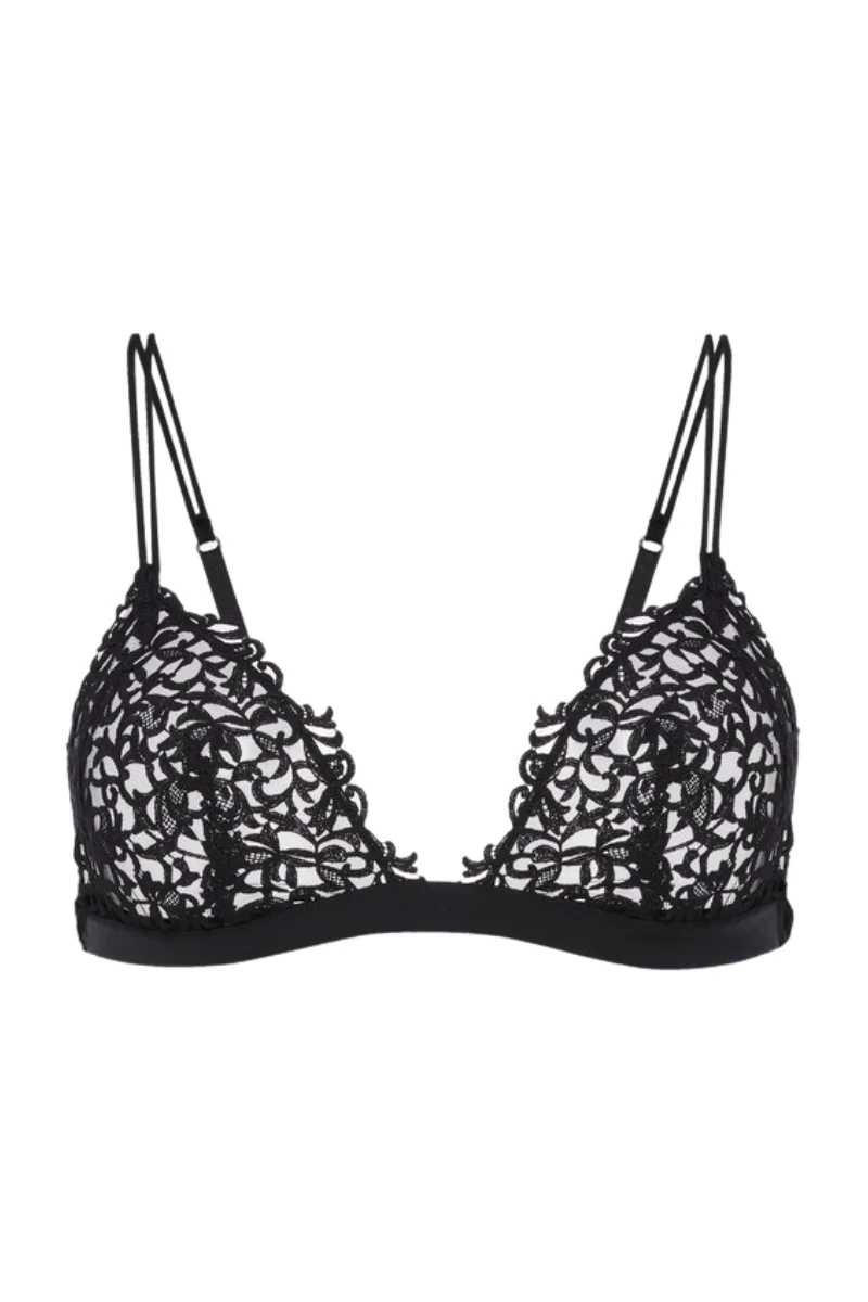 La Perla Black Triangle Bra with Macramé