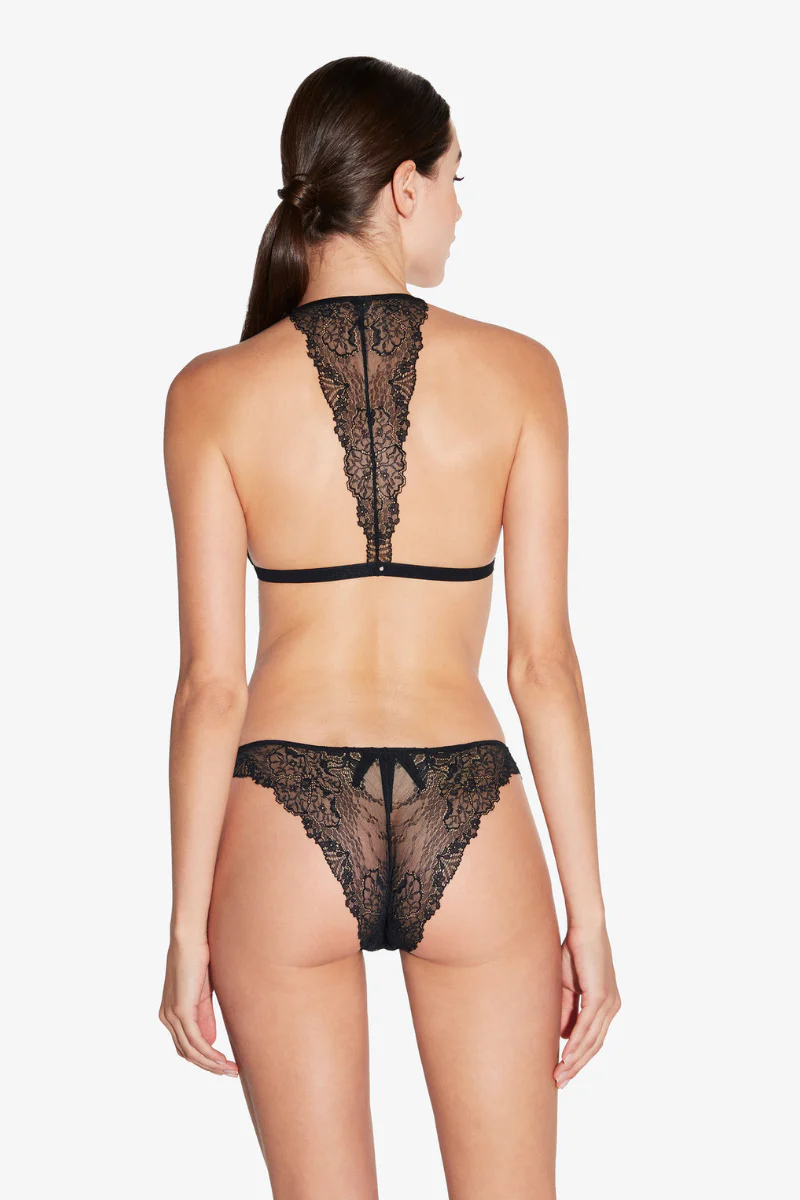 La perla Brazilian Briefs in Black with Leavers Lace - Image 3