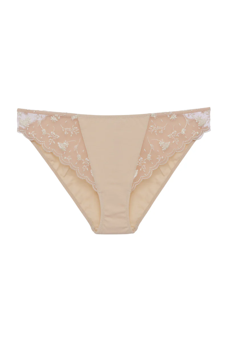La Perla Briefs in Halo and Ivory Nude with Embroidered Tulle