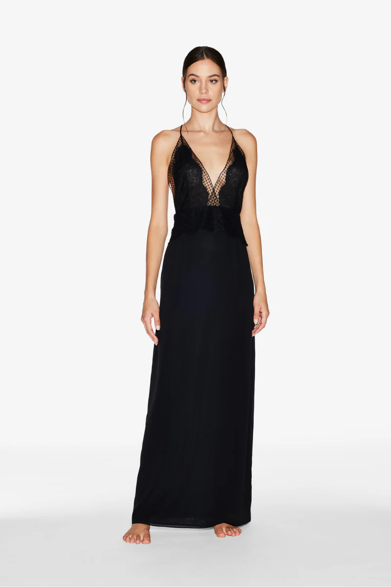 La Perla Honeycomb Shadows Long Silk Nightgown With Leavers Lace 0057730 - Image 2