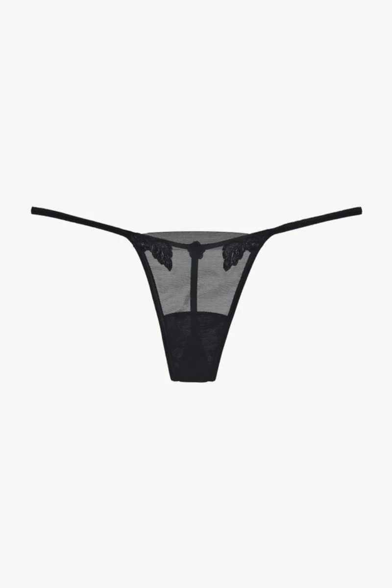 La Perla Maison Contouring Sheer Black Stretch Tulle Thong