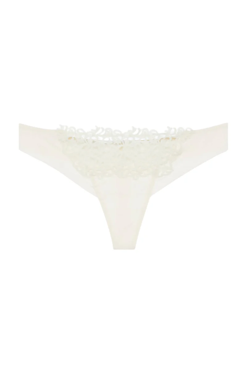 La Perla Off-White Thong with Macramé