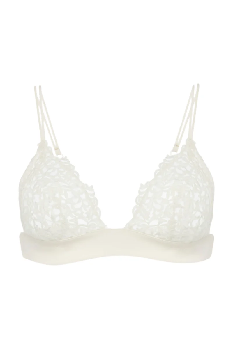 La Perla Off-White Triangle Bra with Macramé CFI906335