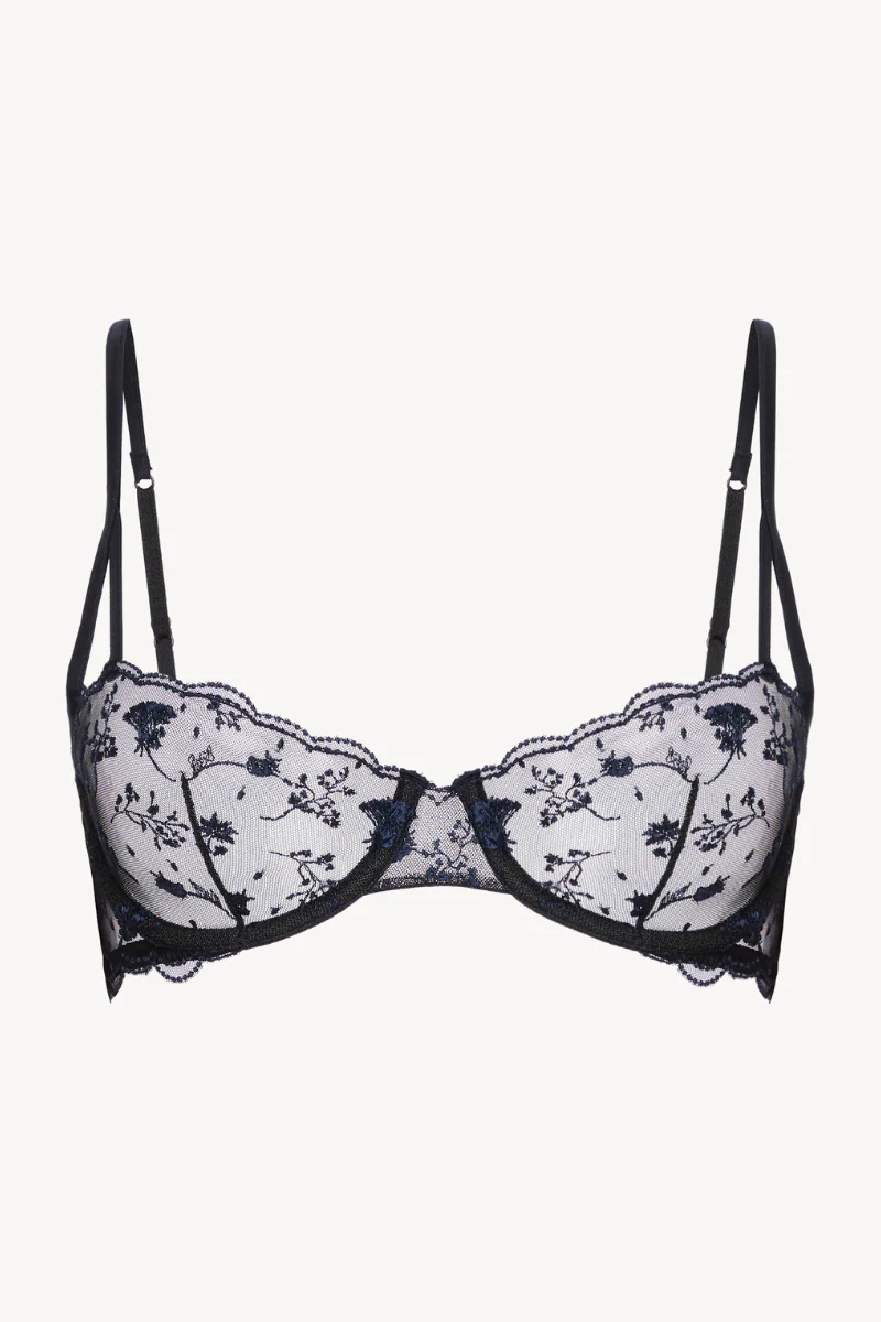 La Perla Onyx Balconette Bra with Embroidered Tulle