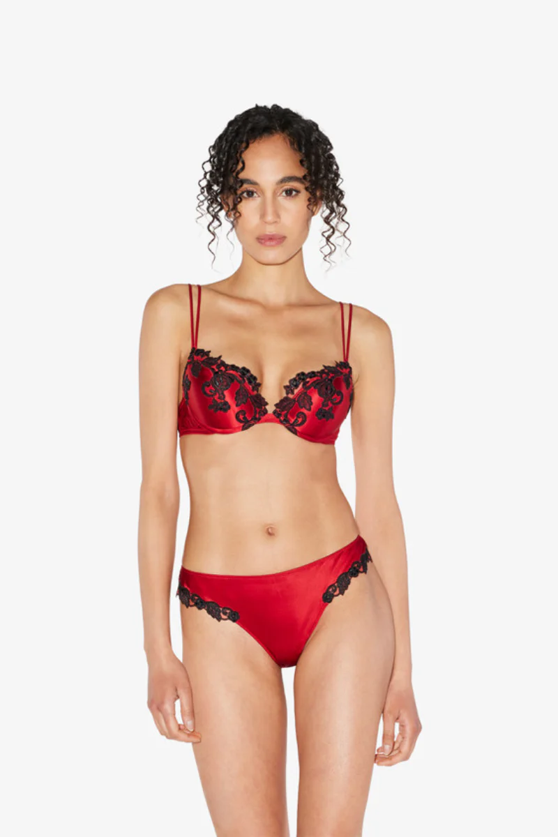 La Perla Red Silk Push-Up Bra with Frastaglio - Image 2