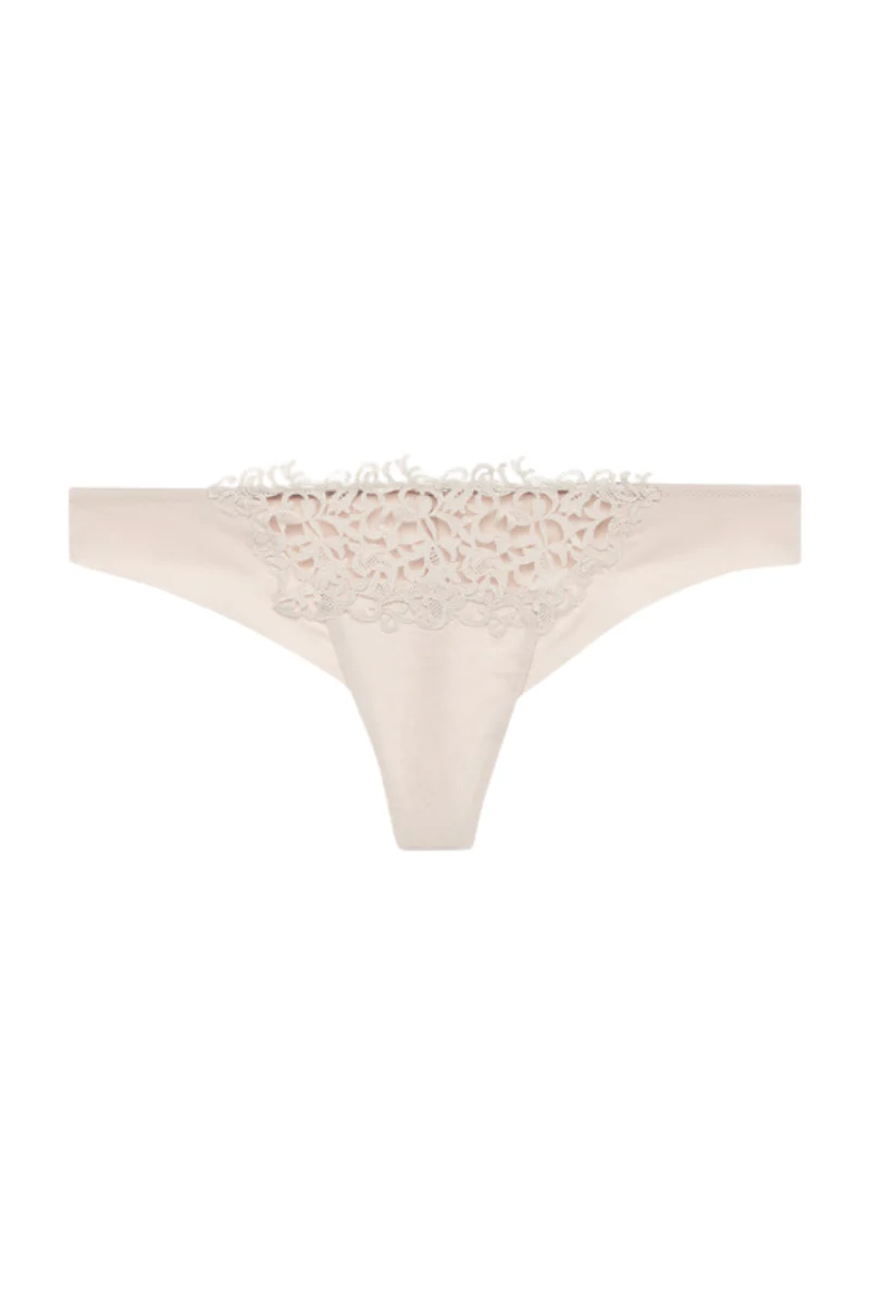 La Perla Rose Beige Macramé Thong
