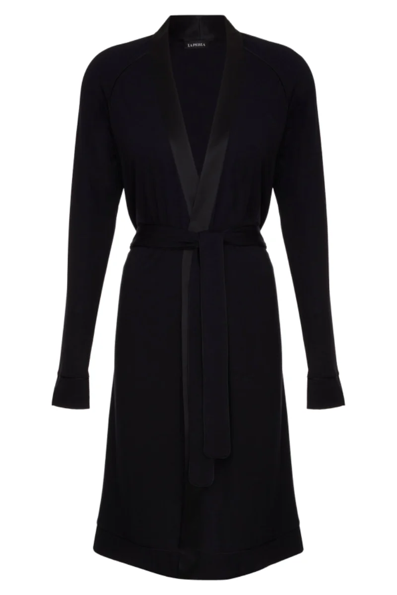 La Perla Short Robe In Onyx